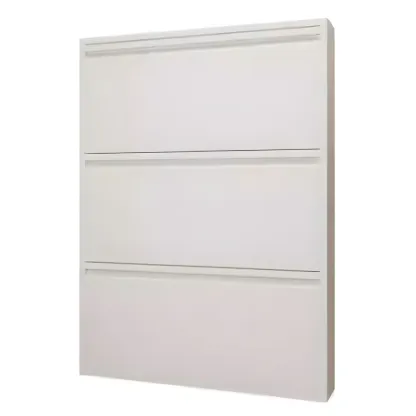 Grey Metal Entryway Wall Mounted Shoe Storage Cabinet Image - 19