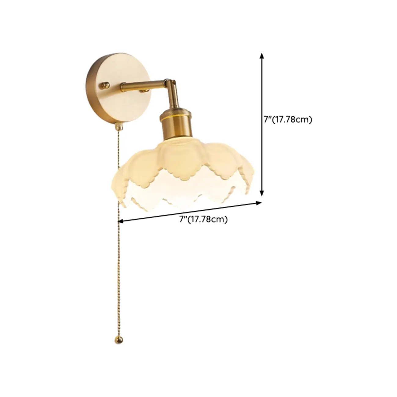 Elegant Brass Wall Sconce with Pull Chain for Bedroom Decor  #size
