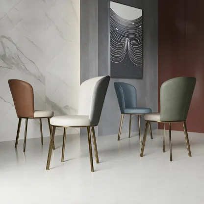 Sleek Gold Legs Faux Leather Upholstered Dining Chair Image - 1