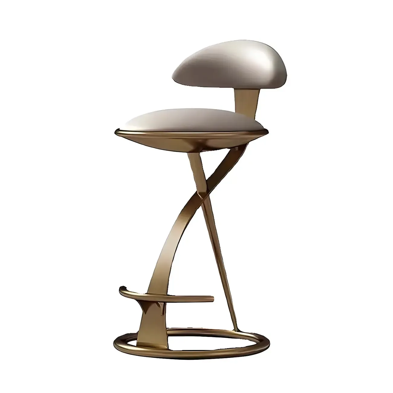 Glam Upholstered Round Seat Backrest Bar Stools Image - 5