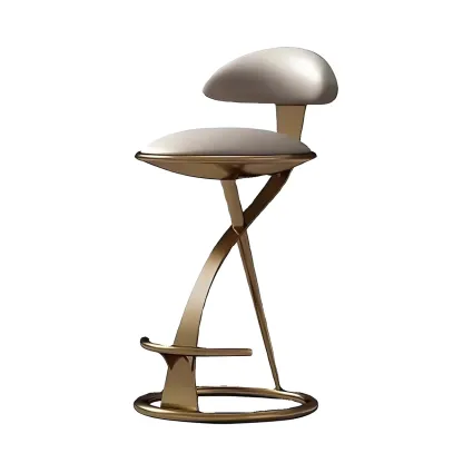 Glam Upholstered Round Seat Backrest Bar Stools Image - 5