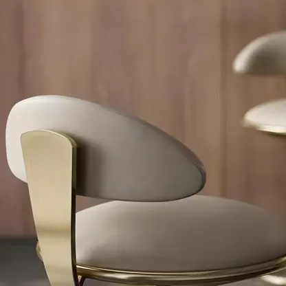 Glam Upholstered Round Seat Backrest Bar Stools Image - 7