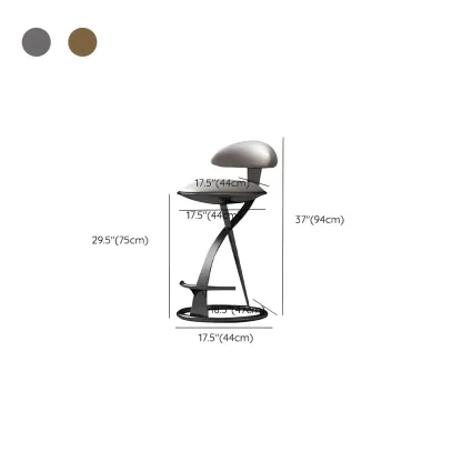 Glam Upholstered Round Seat Backrest Bar Stools #size