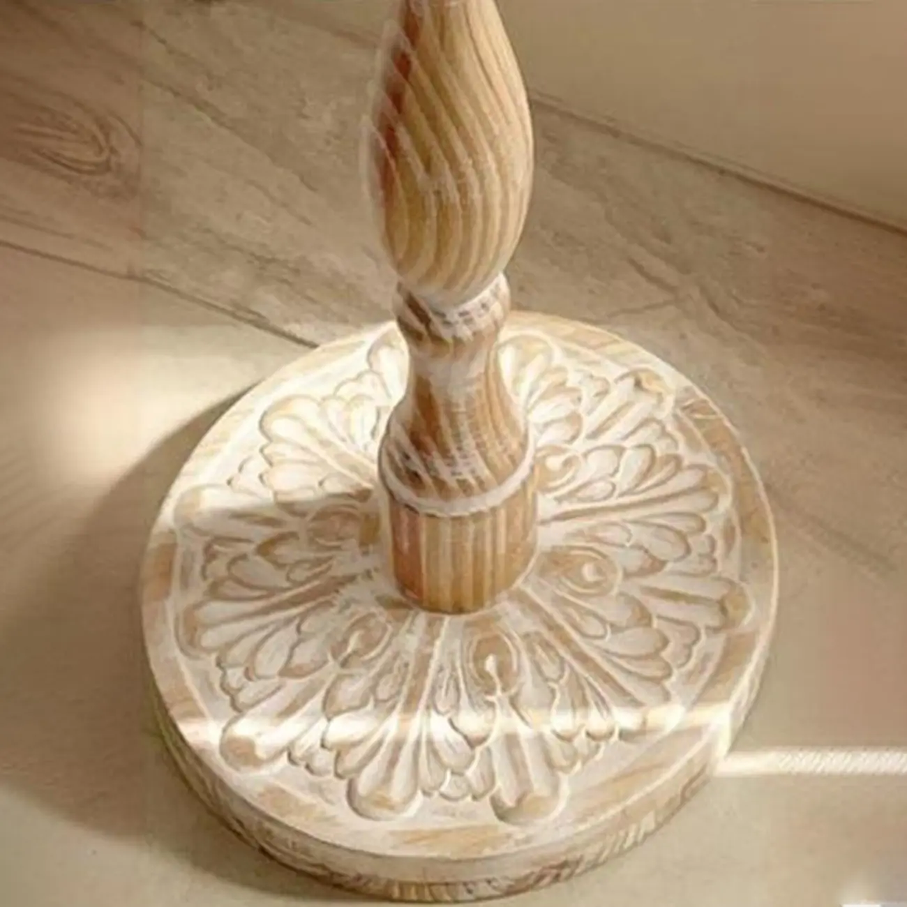 Retro Round Wooden End Table with Distressed Finish for Home Image - 9 | homeyfad