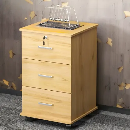 Contemporary Wooden Filing Cabinet with Wheels for Office Image - 12