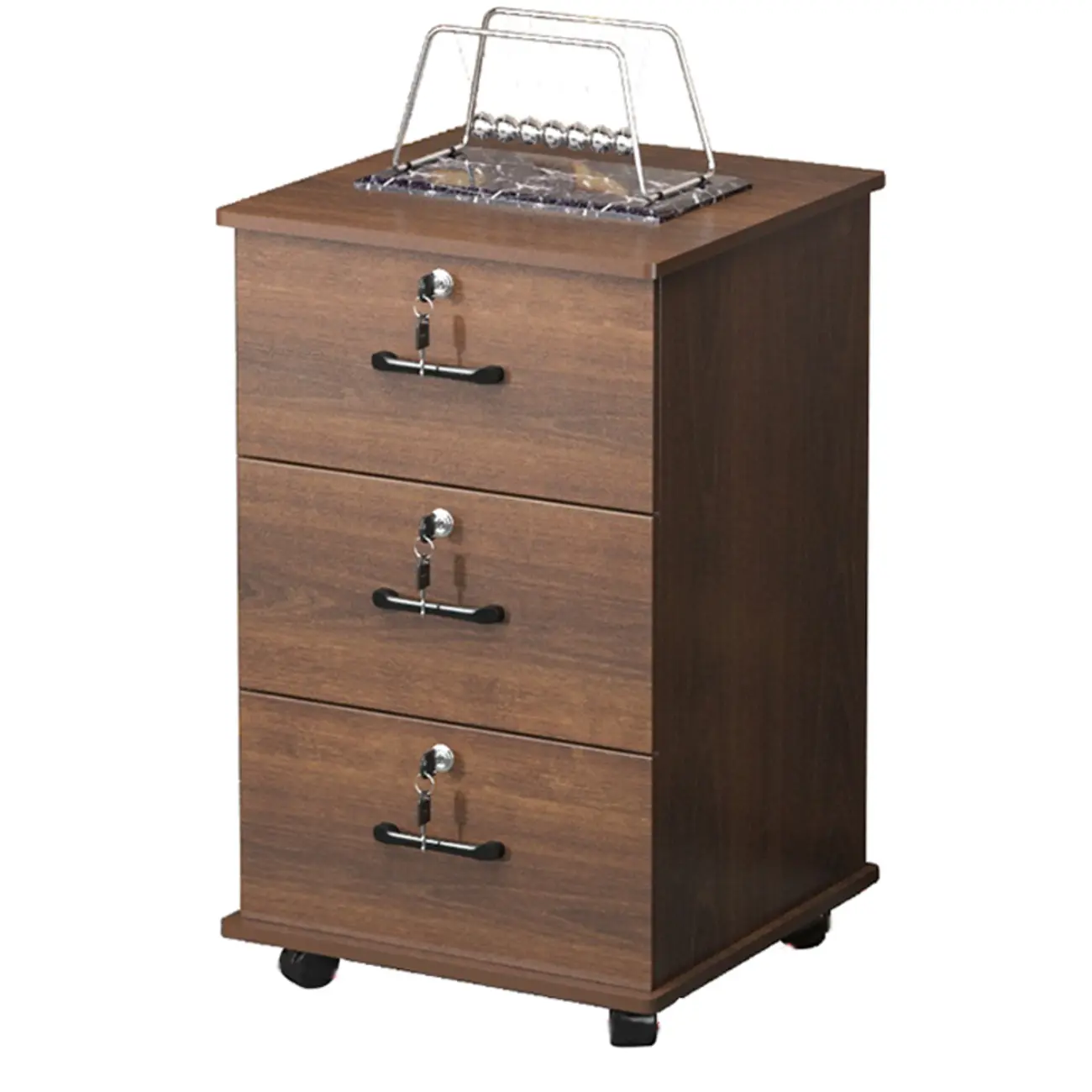 Contemporary Wooden Filing Cabinet with Wheels for Office Image - 13 | homeyfad