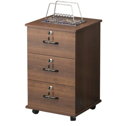Contemporary Wooden Filing Cabinet with Wheels for Office Image - 13