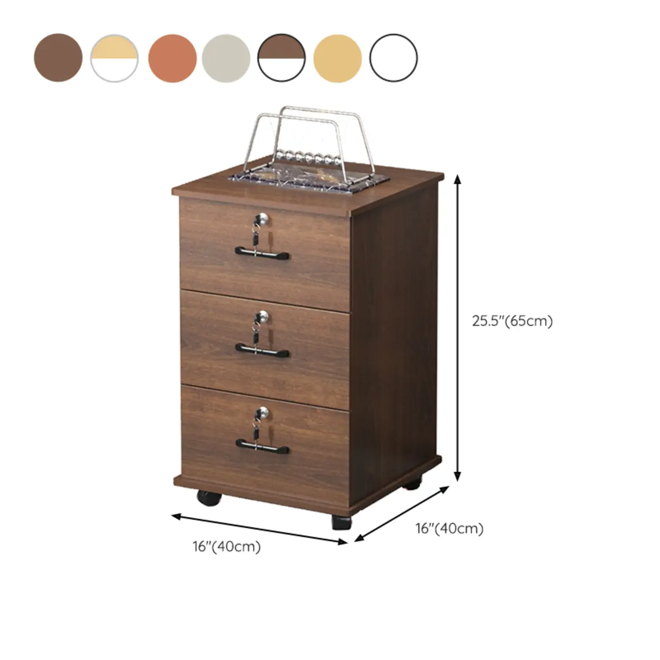 Contemporary Wooden Filing Cabinet with Wheels for Office Image - 17 | homeyfad