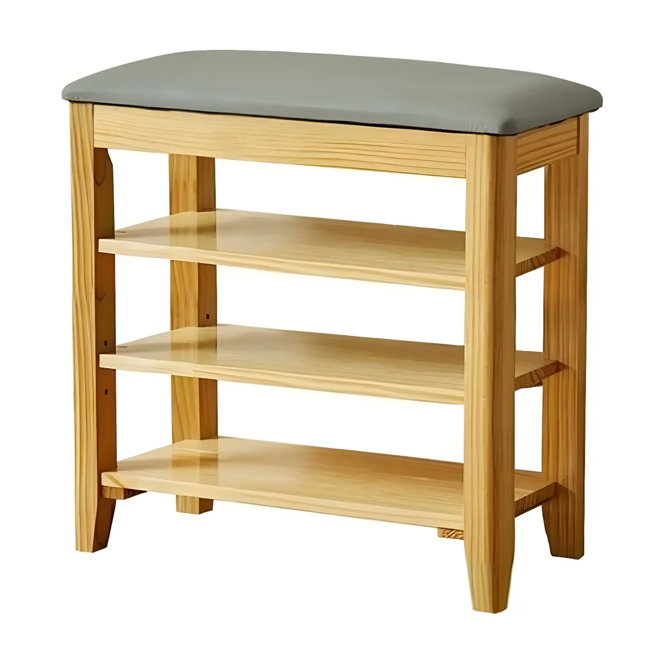 Entryway Walnut Wood Shoe Storage Bench with Cushion Image - 15 | homeyfad