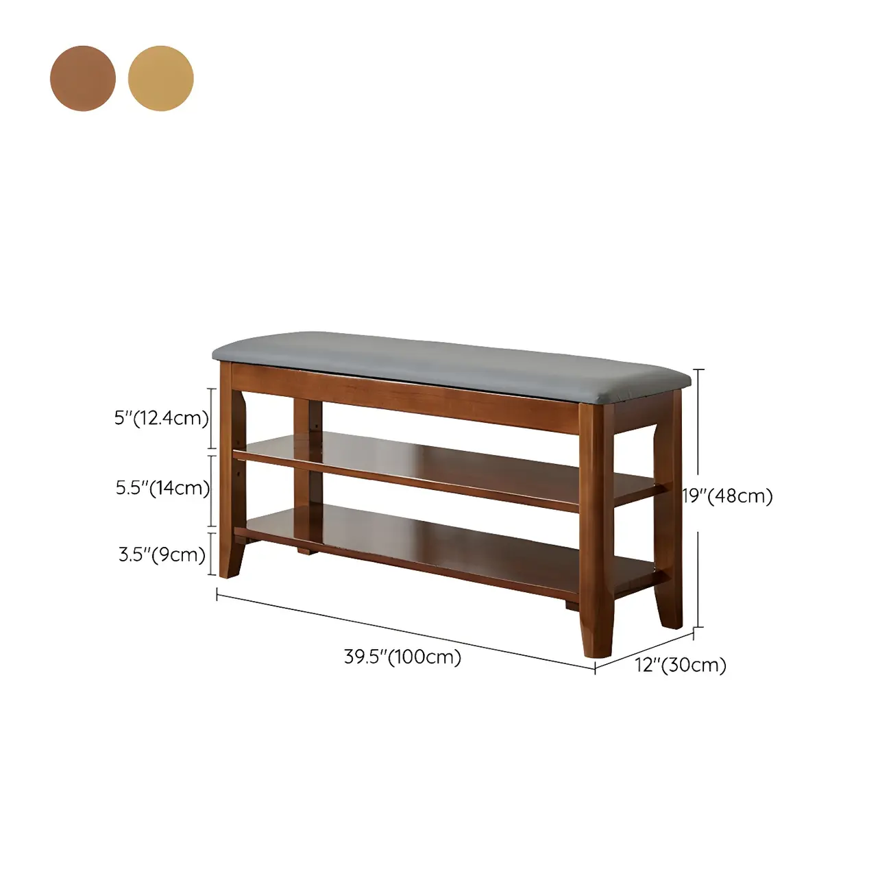 Entryway Walnut Wood Shoe Storage Bench with Cushion Image - 23 | homeyfad
