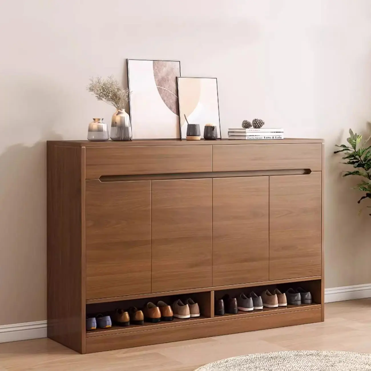 Entryway Adjustable Wooden Shoe Storage Cabinet with Doors Image - 1 | homeyfad