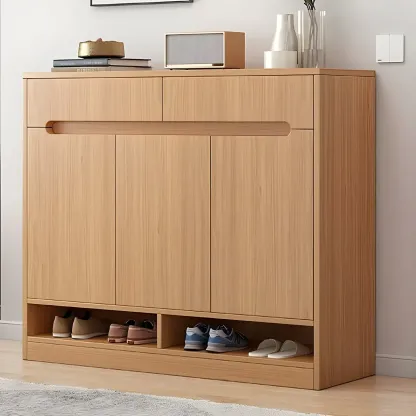 Entryway Adjustable Wooden Shoe Storage Cabinet with Doors Image - 4