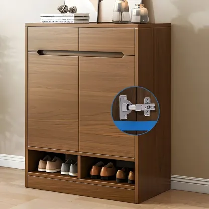 Entryway Adjustable Wooden Shoe Storage Cabinet with Doors Image - 3