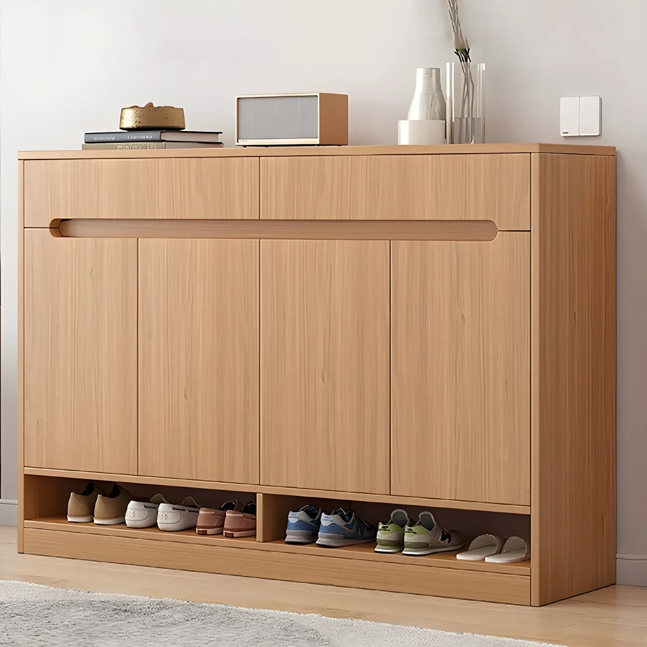 Entryway Adjustable Wooden Shoe Storage Cabinet with Doors Image - 7 | homeyfad