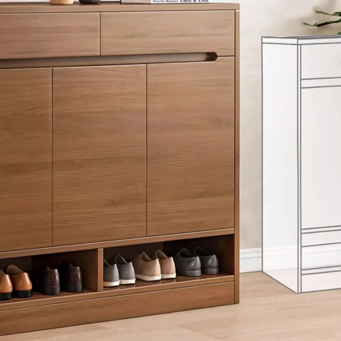 Entryway Adjustable Wooden Shoe Storage Cabinet with Doors Image - 14 | homeyfad