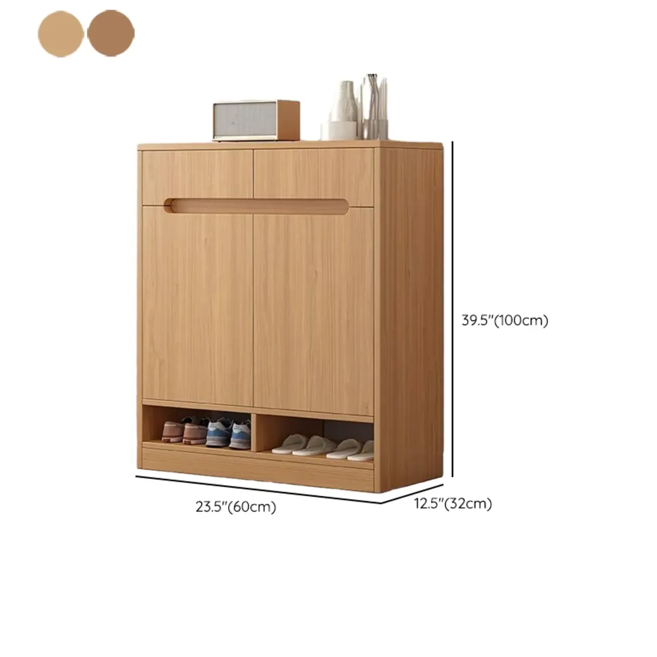 Entryway Adjustable Wooden Shoe Storage Cabinet with Doors #size