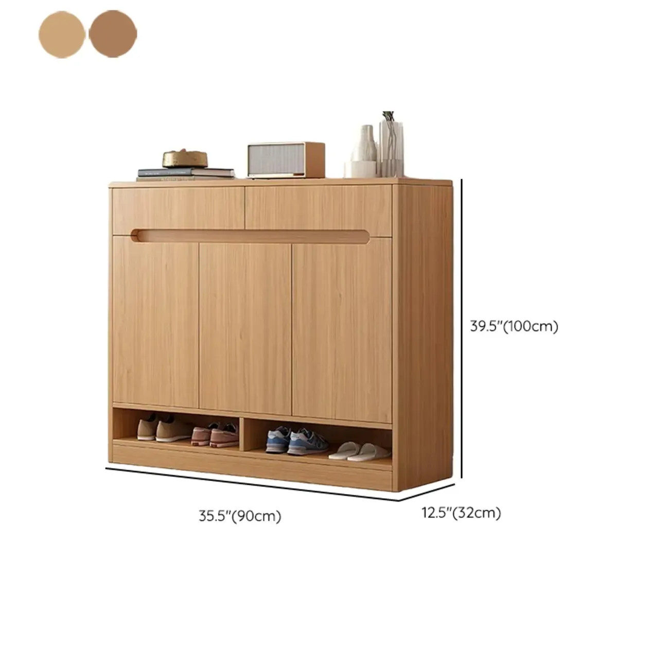 Entryway Adjustable Wooden Shoe Storage Cabinet with Doors Image - 16