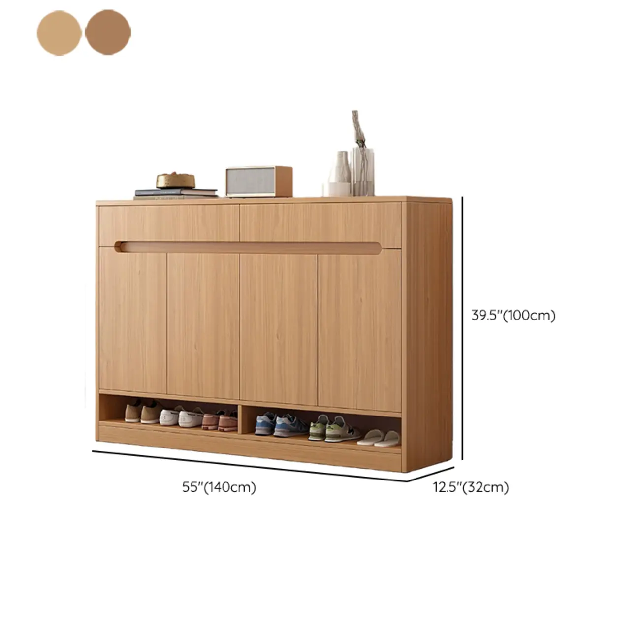 Entryway Adjustable Wooden Shoe Storage Cabinet with Doors Image - 18 | homeyfad