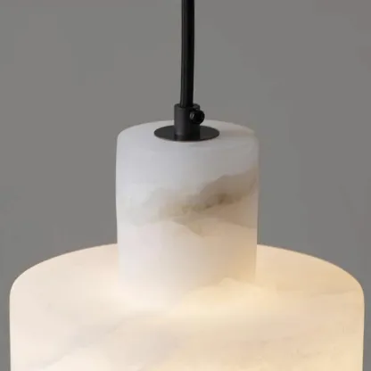 Modern White Marble Cylinder Kitchen Pendant Light Image - 8
