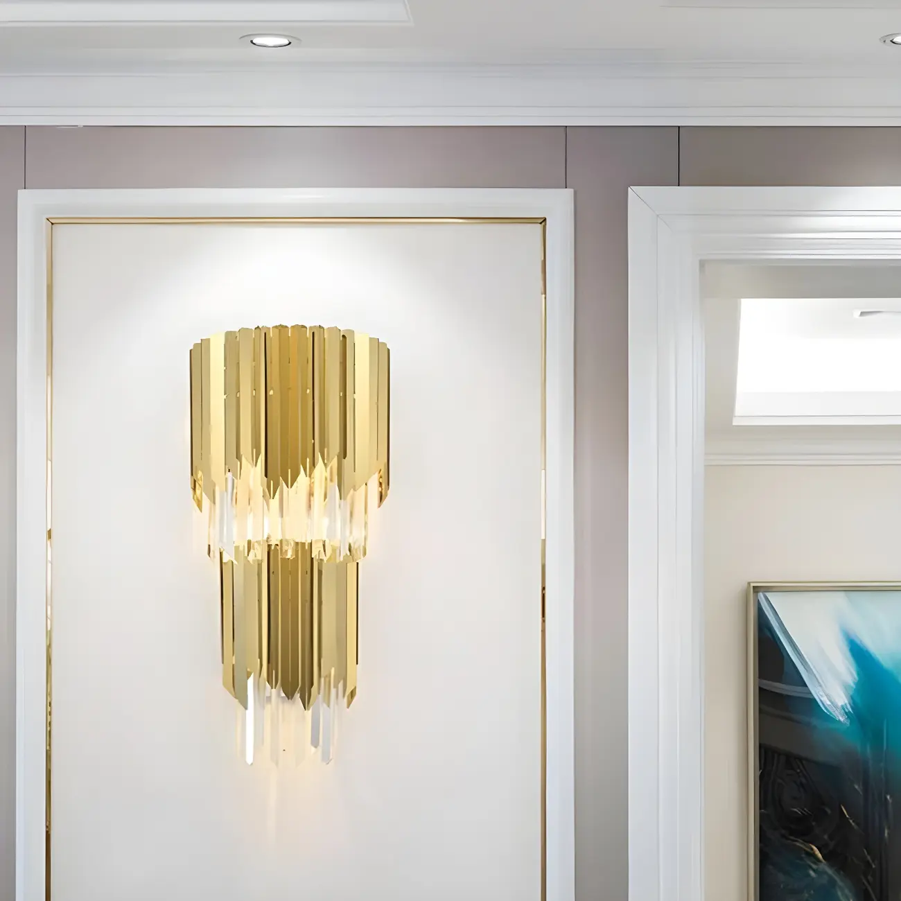 Modern Crystal Gold Metal Tassel Tiered Shining Wall Sconce Image - 4 | homeyfad