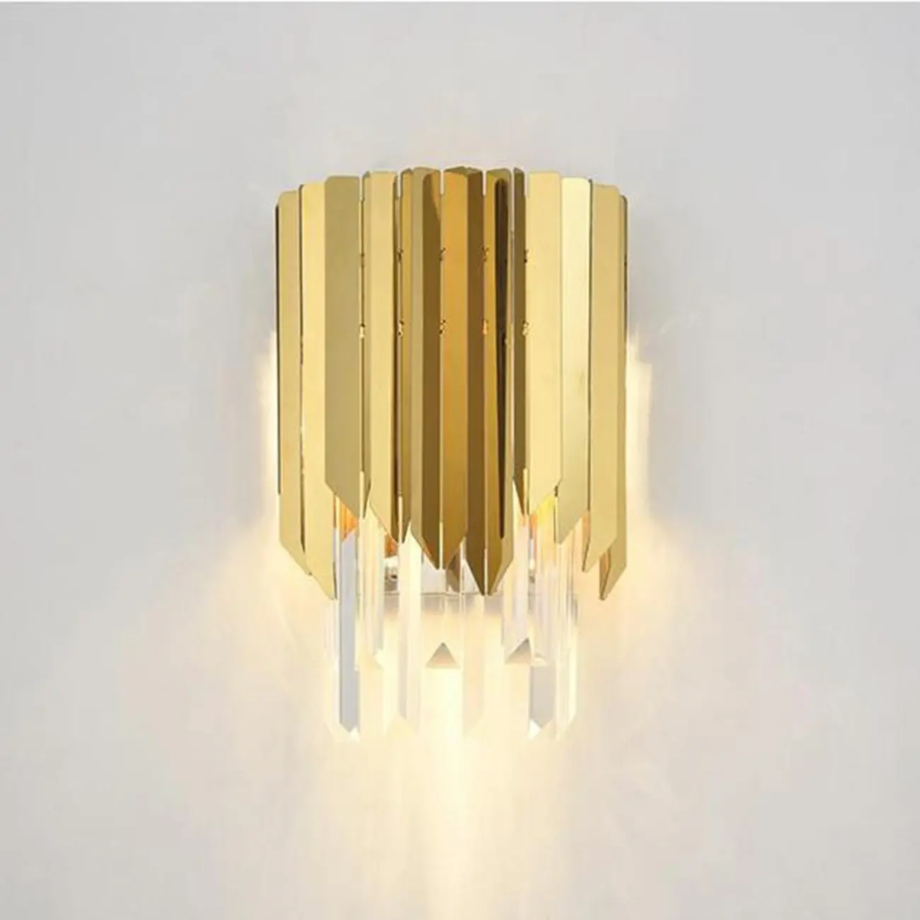 Modern Crystal Gold Metal Tassel Tiered Shining Wall Sconce Image - 7 | homeyfad