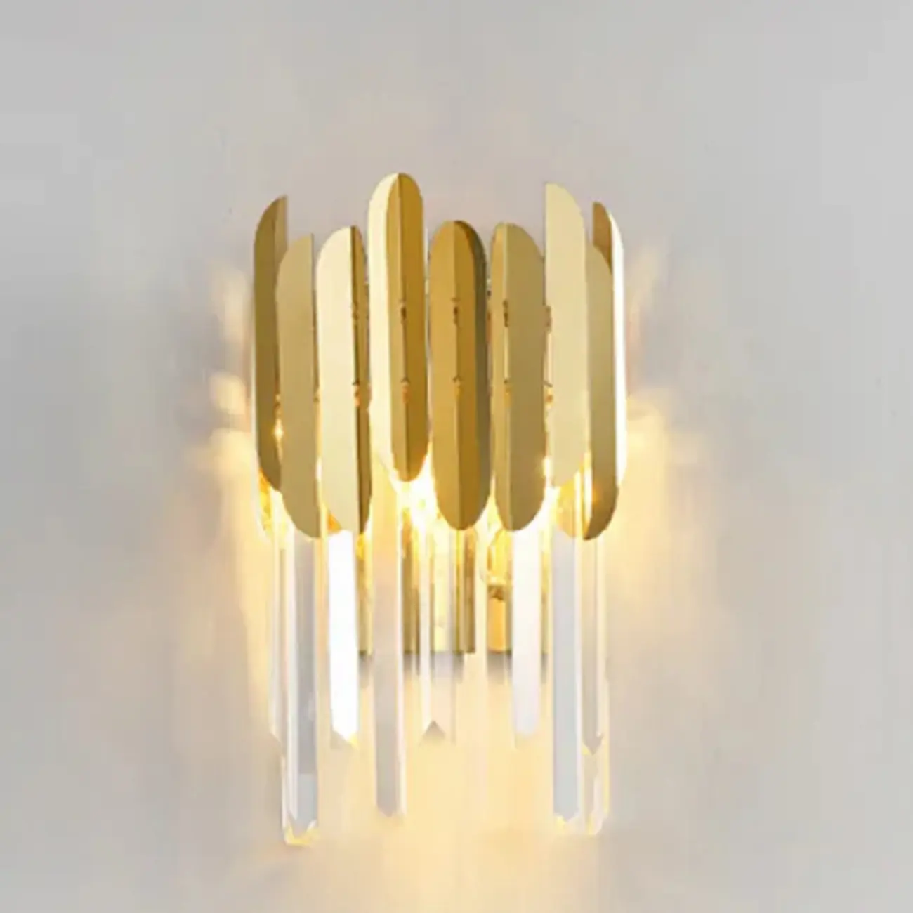 Modern Crystal Gold Metal Tassel Tiered Shining Wall Sconce Image - 12 | homeyfad