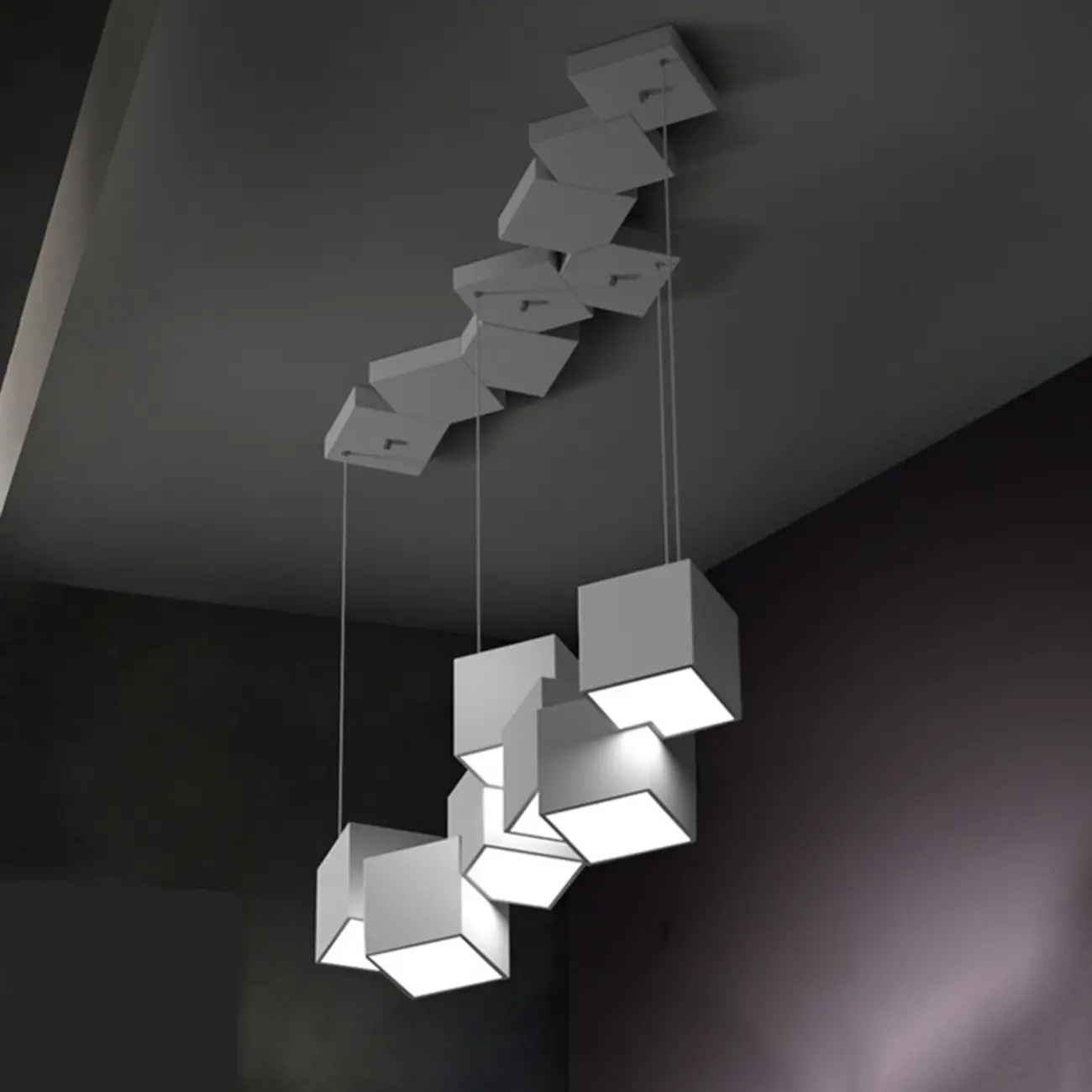White Cube Modern Island Pendant Light, Adjustable | homeyfad