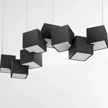 White Cube Modern Island Pendant Light, Adjustable