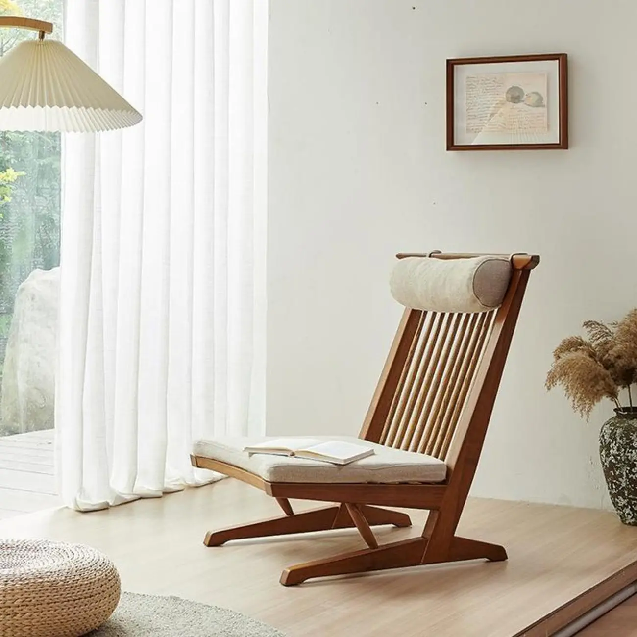 Traditional Ash Wood Recliner with Comfort Cushion for Home Image - 1 | homeyfad