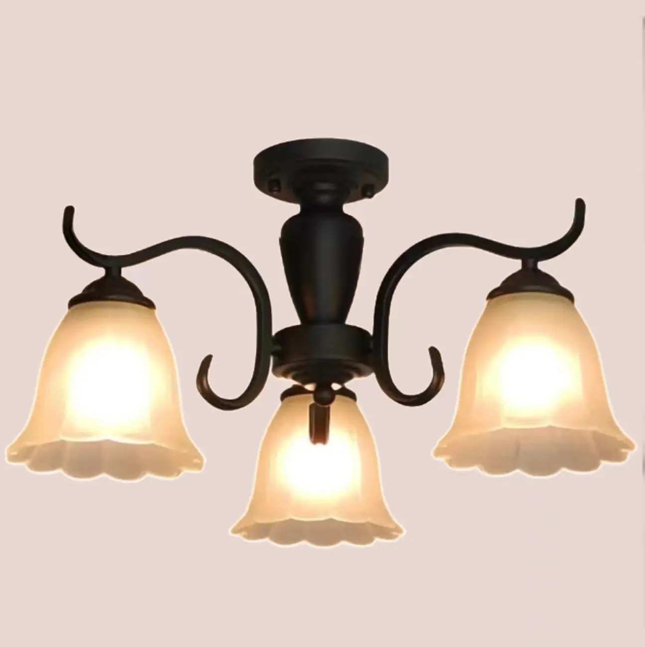 Vintage Black Glass 3-Light LED Semi Flush Ceiling Light  Image - 6 | homeyfad