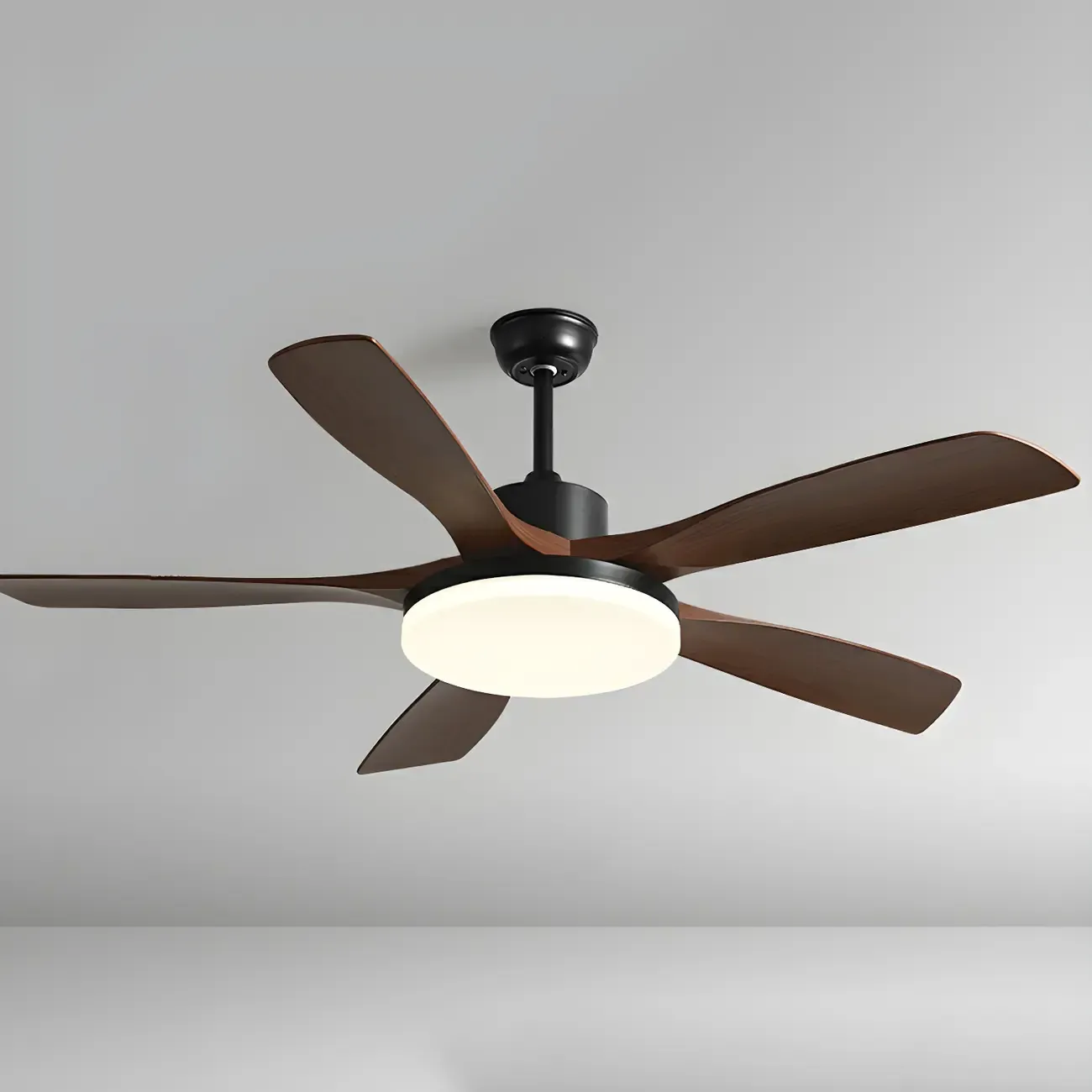 Modern Downrod Ceiling Fan Dimmable LED Light for Living Room