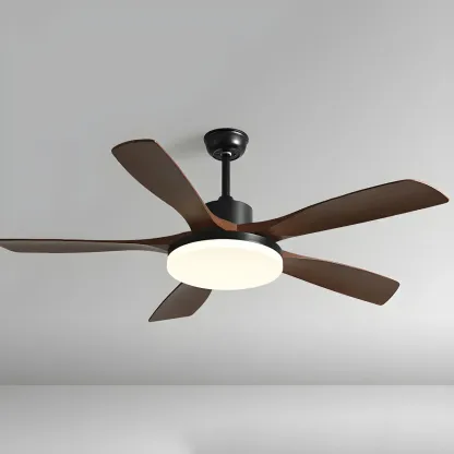 Modern Downrod Ceiling Fan Dimmable LED Light for Living Room