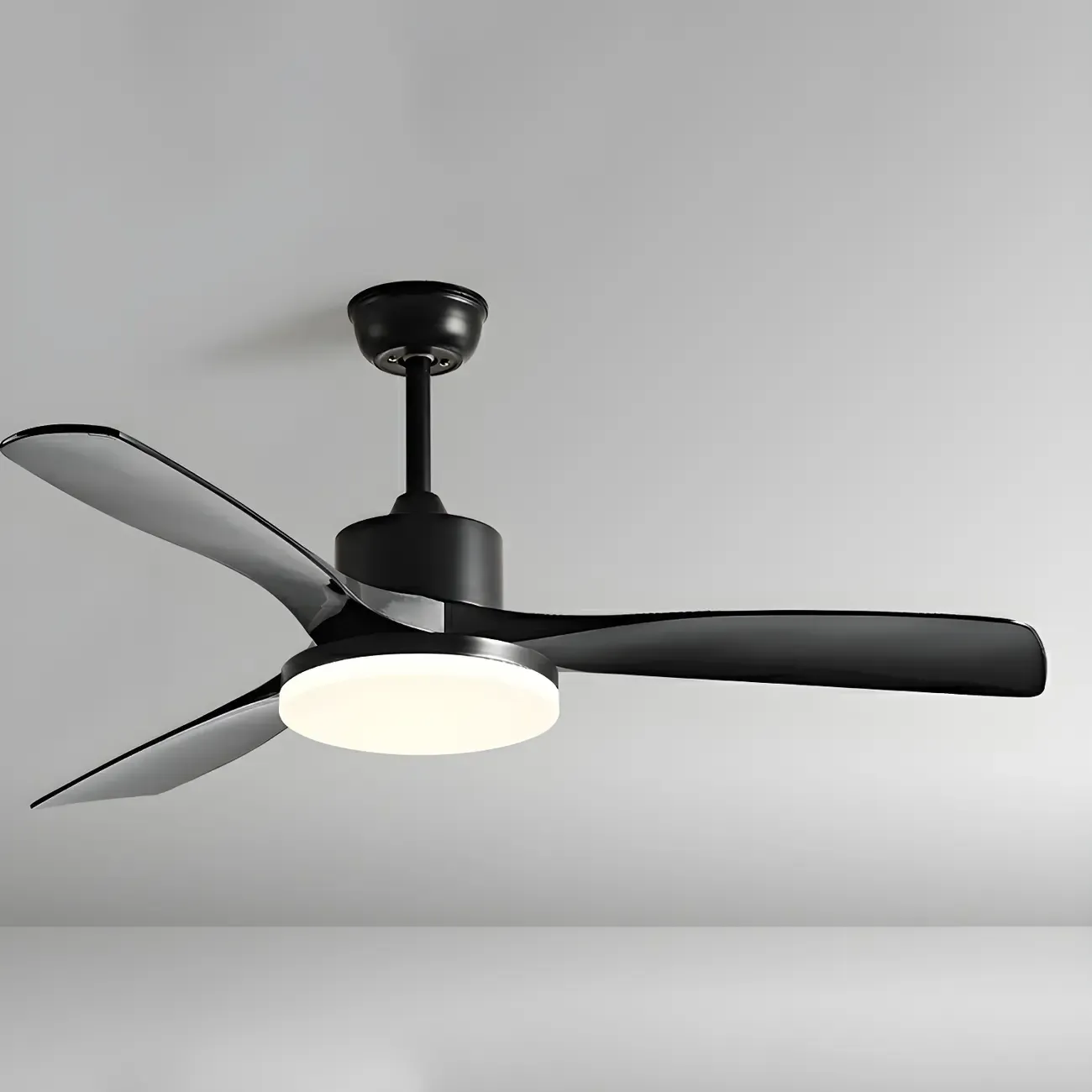 Modern Downrod Ceiling Fan Dimmable LED Light for Living Room