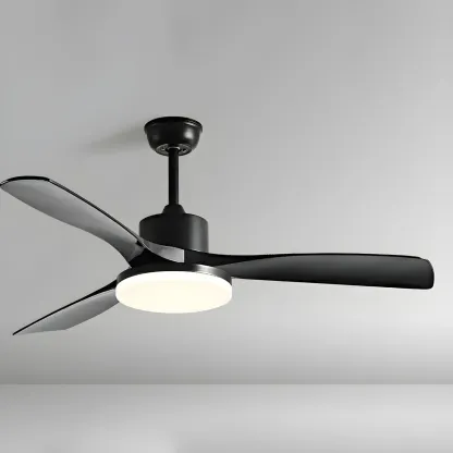 Modern Downrod Ceiling Fan Dimmable LED Light for Living Room