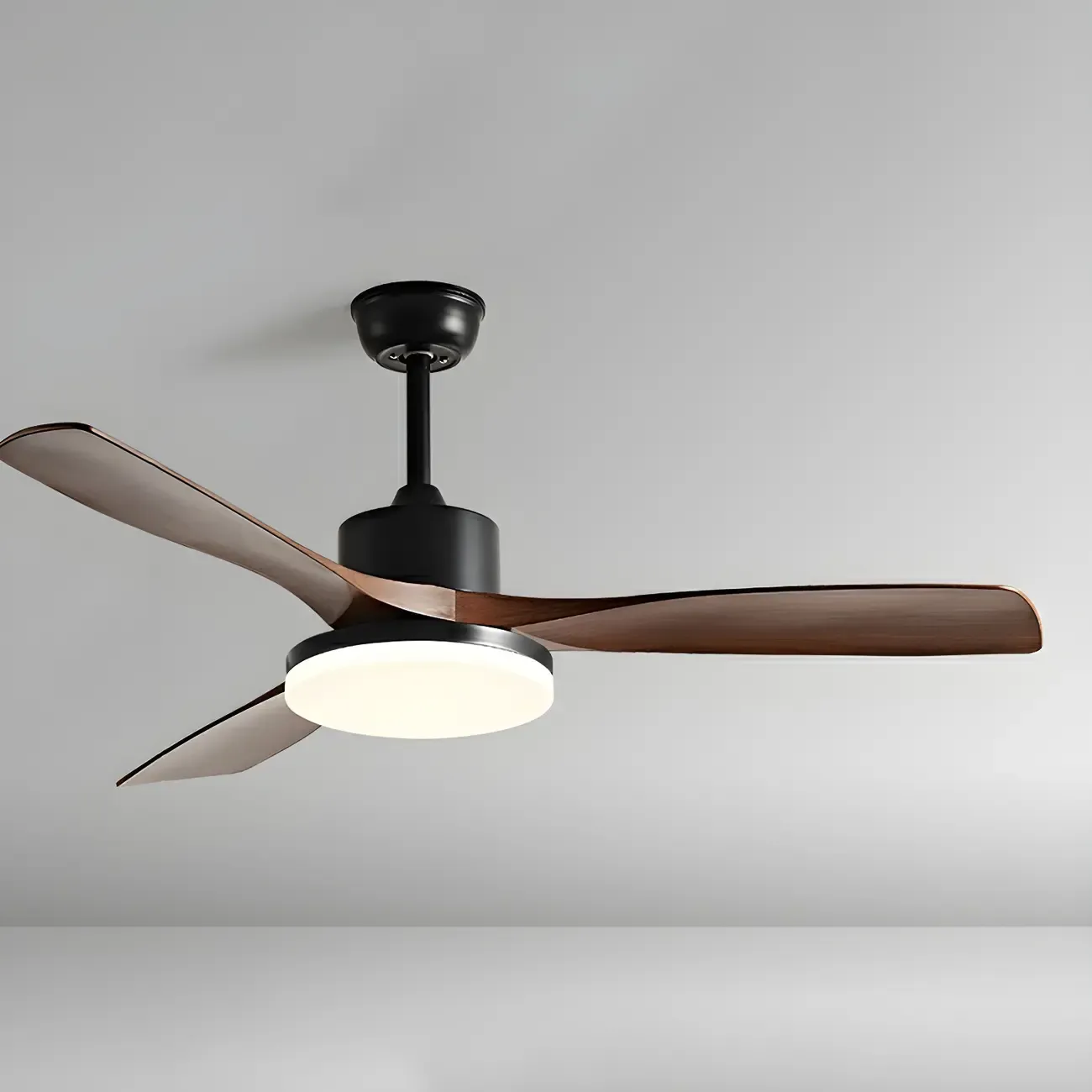 Modern Downrod Ceiling Fan Dimmable LED Light for Living Room