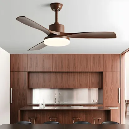 Modern Downrod Ceiling Fan Dimmable LED Light for Living Room