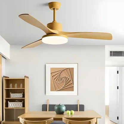 Modern Downrod Ceiling Fan Dimmable LED Light for Living Room