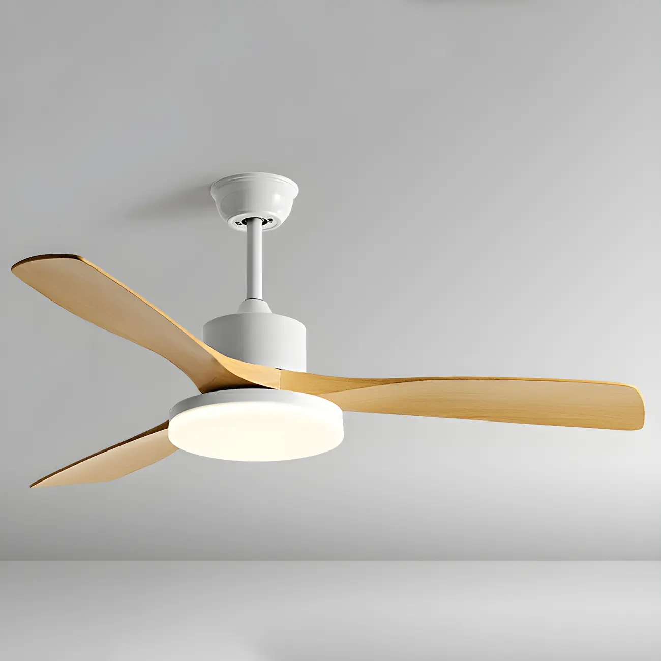 Modern Downrod Ceiling Fan Dimmable LED Light for Living Room | homeyfad