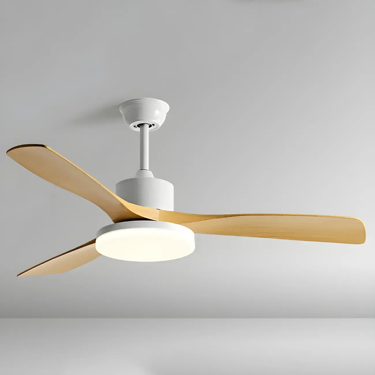 Modern Downrod Ceiling Fan Dimmable LED Light for Living Room