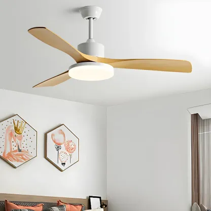 Modern Downrod Ceiling Fan Dimmable LED Light for Living Room