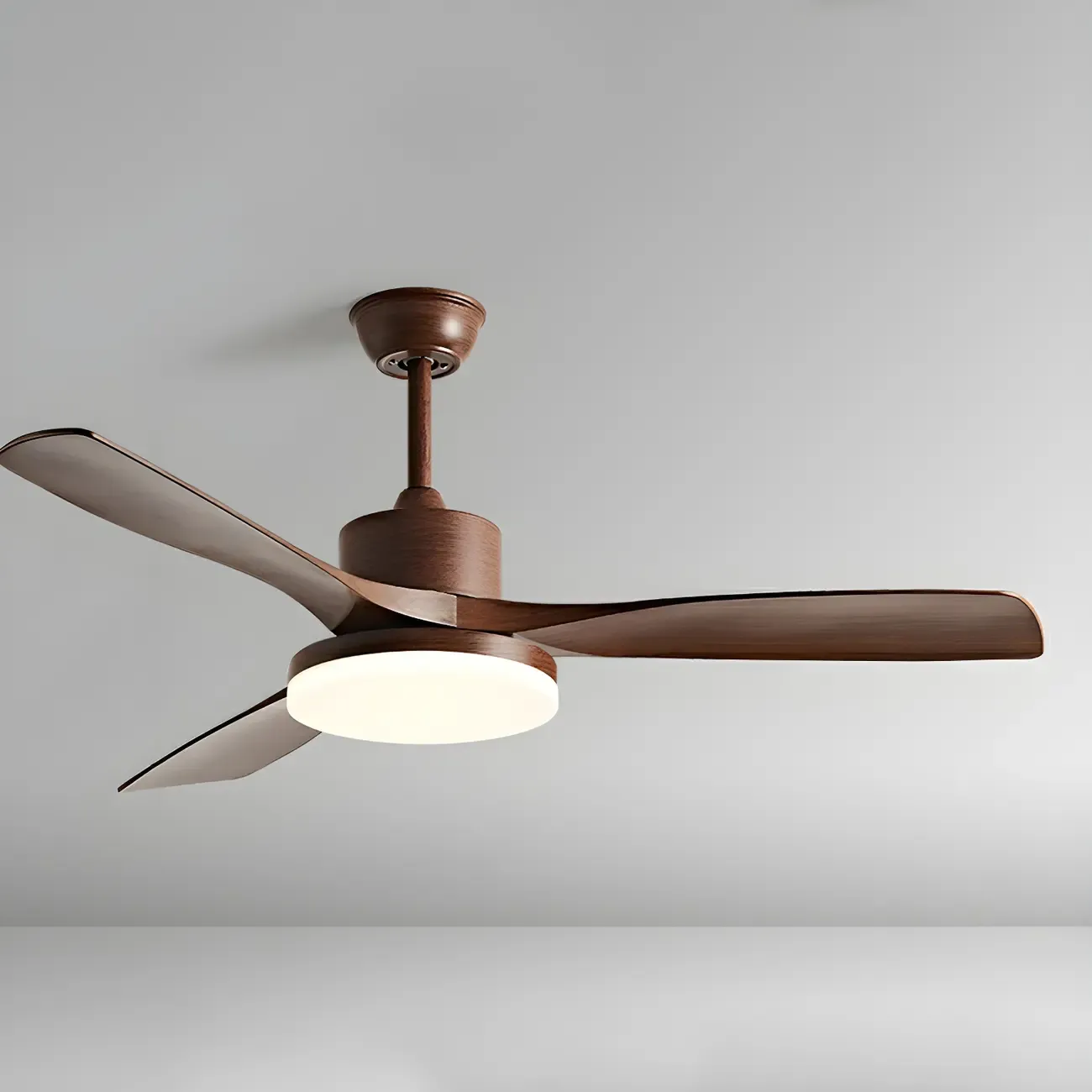 Modern Downrod Ceiling Fan Dimmable LED Light for Living Room