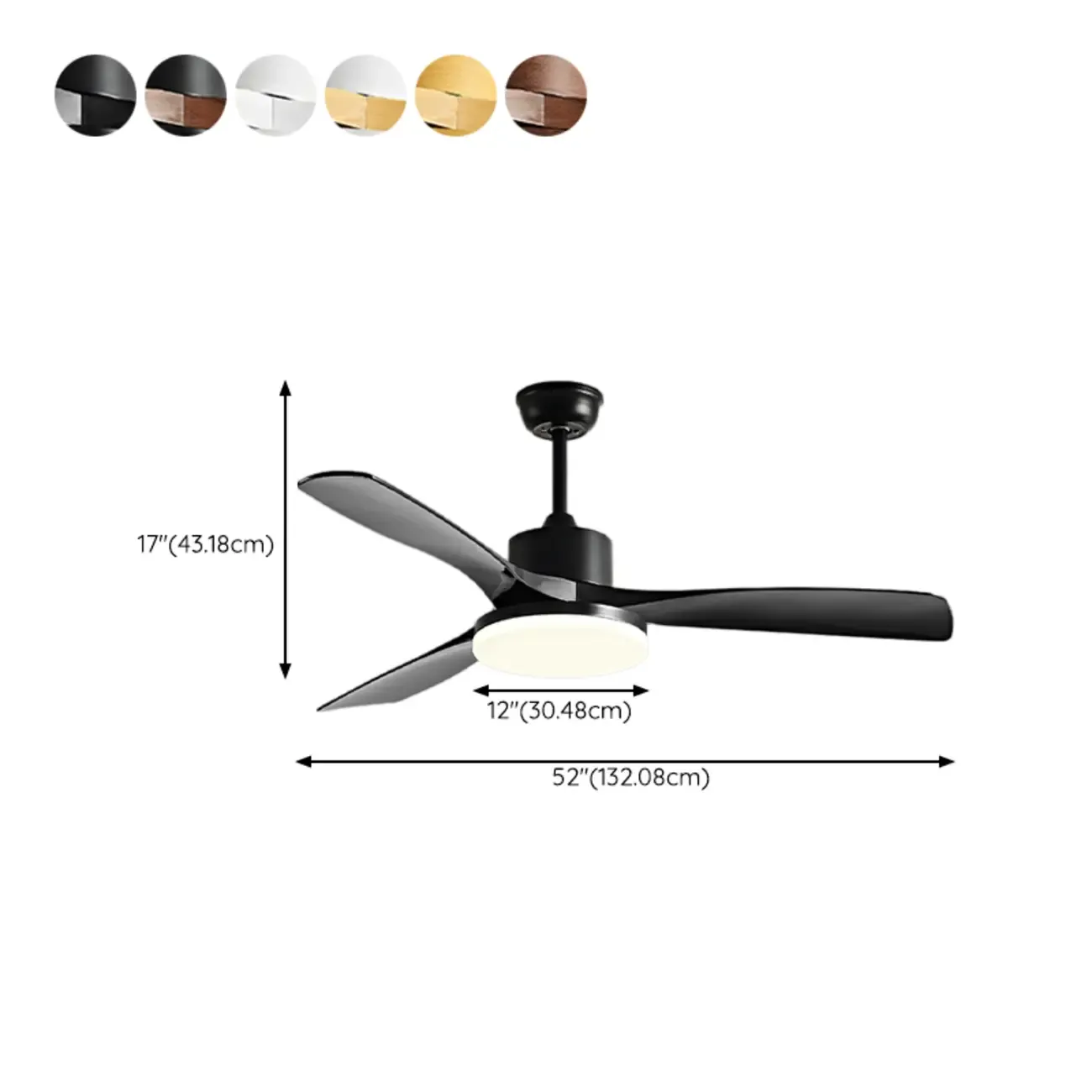 Modern Downrod Ceiling Fan Dimmable LED Light for Living Room