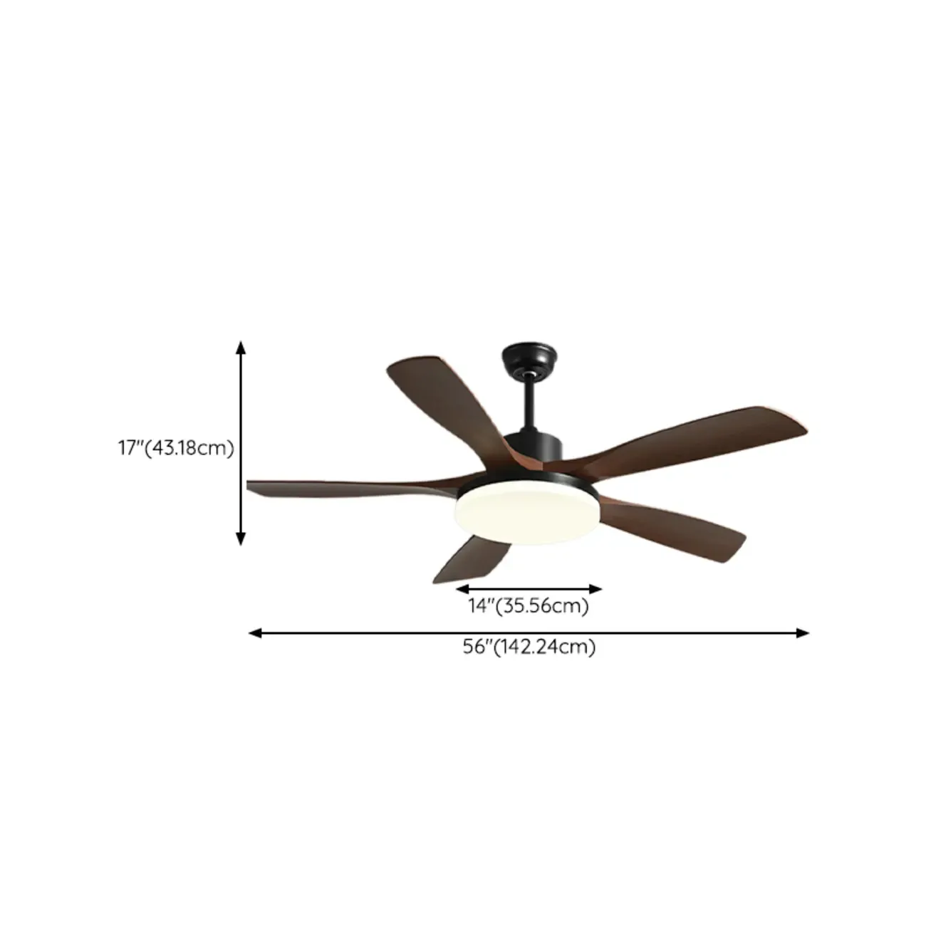 Modern Downrod Ceiling Fan Dimmable LED Light for Living Room