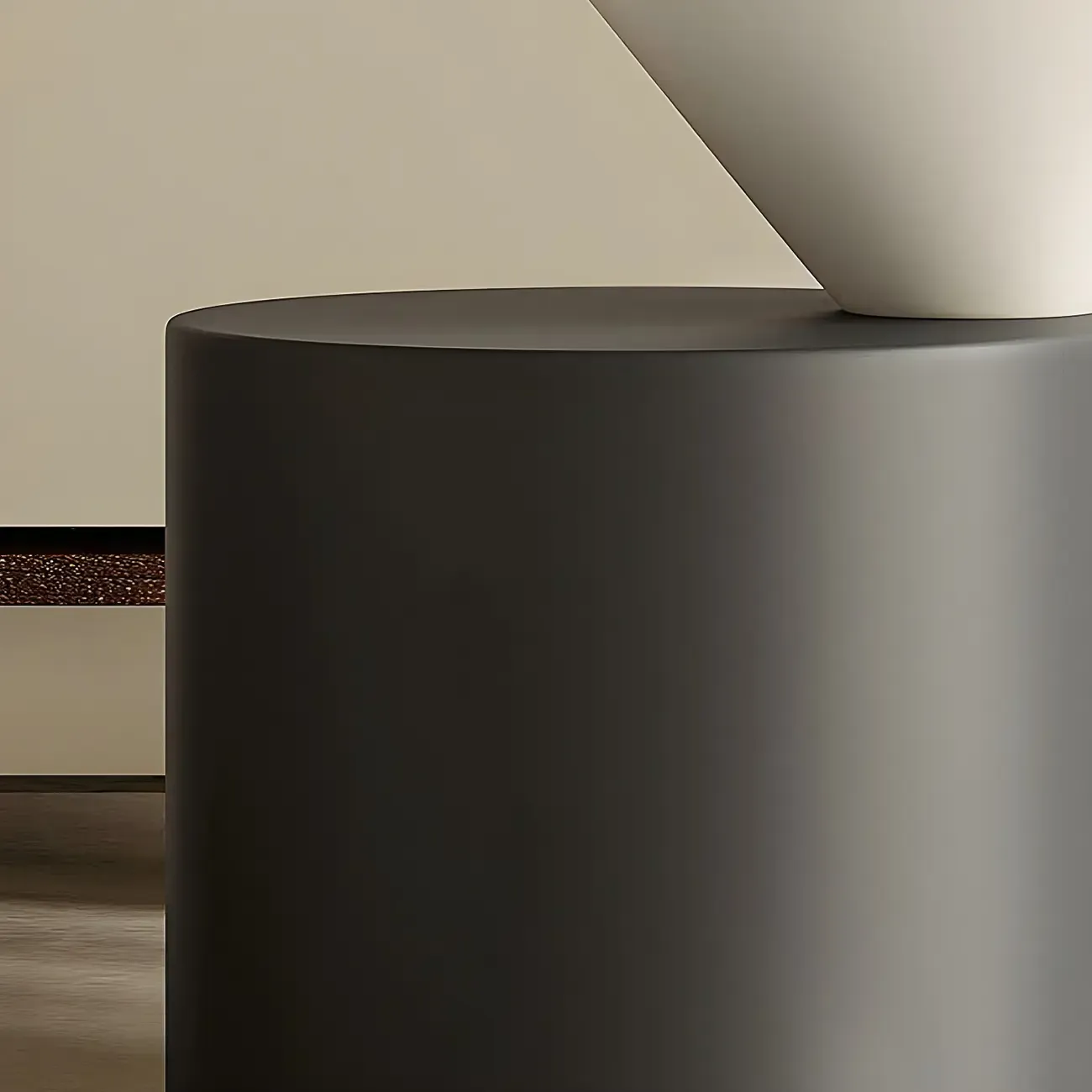 Minimalist Small Round Oak Wood End Table for Living Room Image - 8