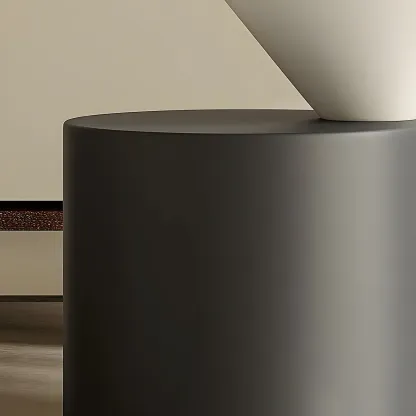 Minimalist Small Round Oak Wood End Table for Living Room Image - 8