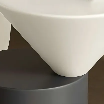 Minimalist Small Round Oak Wood End Table for Living Room Image - 10