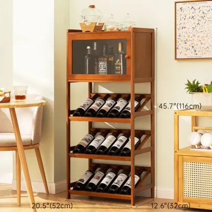 Wall Storage Bamboo Space-Saving Display Open Wine Cabinet Image - 4