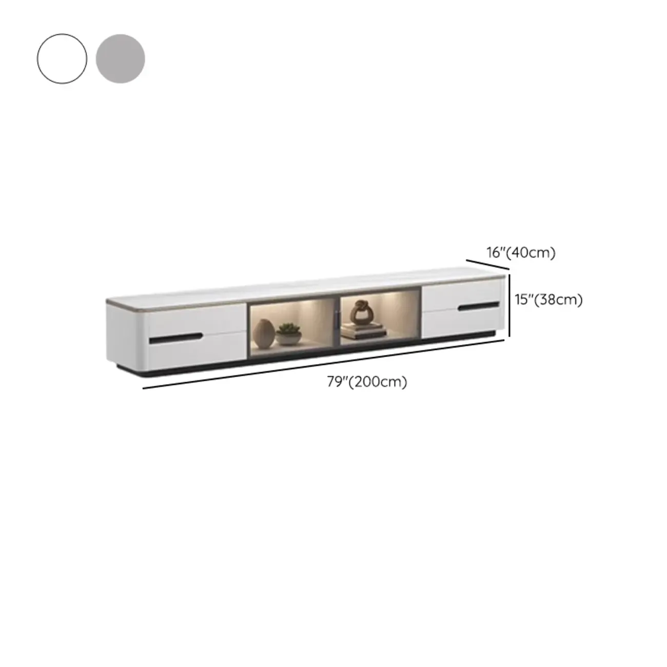 Classic Marble TV Stand with Glass Doors for Living Room Image - 14