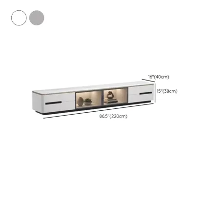 Classic Marble TV Stand with Glass Doors for Living Room Image - 15