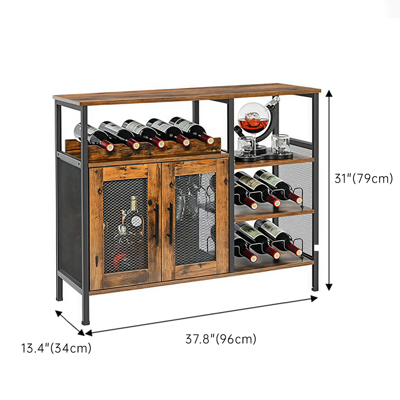 Wooden Large Capacity Removable Wine Cabinet with Double Door Image - 5 | homeyfad